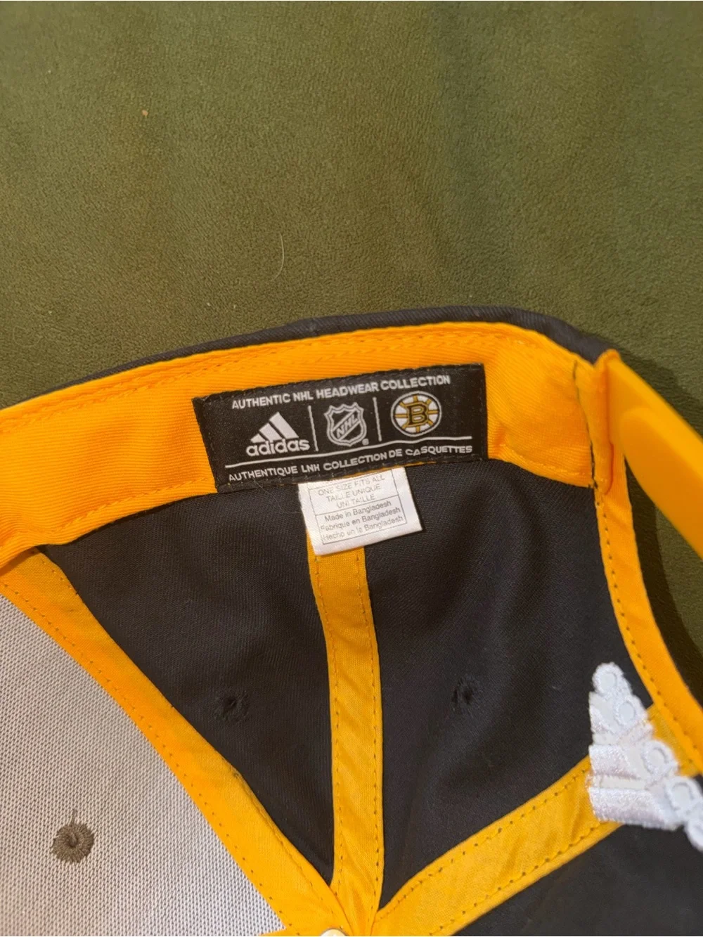 adidas camo Boston Bruins NHL Baseball snap back Cap Interior Detail